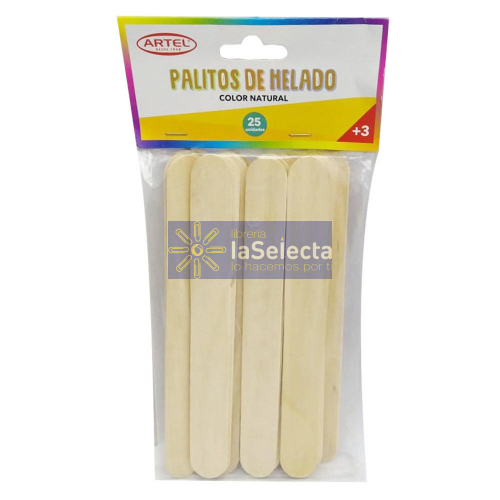 PALOS DE HELADO JUMBO NATURAL 25 UN ARTEL